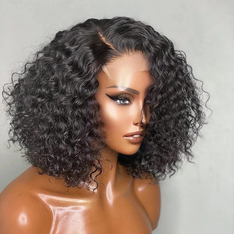 

Deep Wave Frontal Wigs Human Hair 13x4 Transparent Lace Front Wig Curly Bob Wig Water Wave Lace Front Wig Brazilian Short Wigs