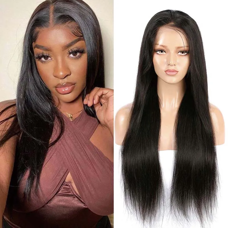 

Straight HD Lace Front Wigs Human Hair 13x4 Brazilian Virgin Hair Lace Frontal Wig 180% Density Pre Plucked with Baby Hair Hairl