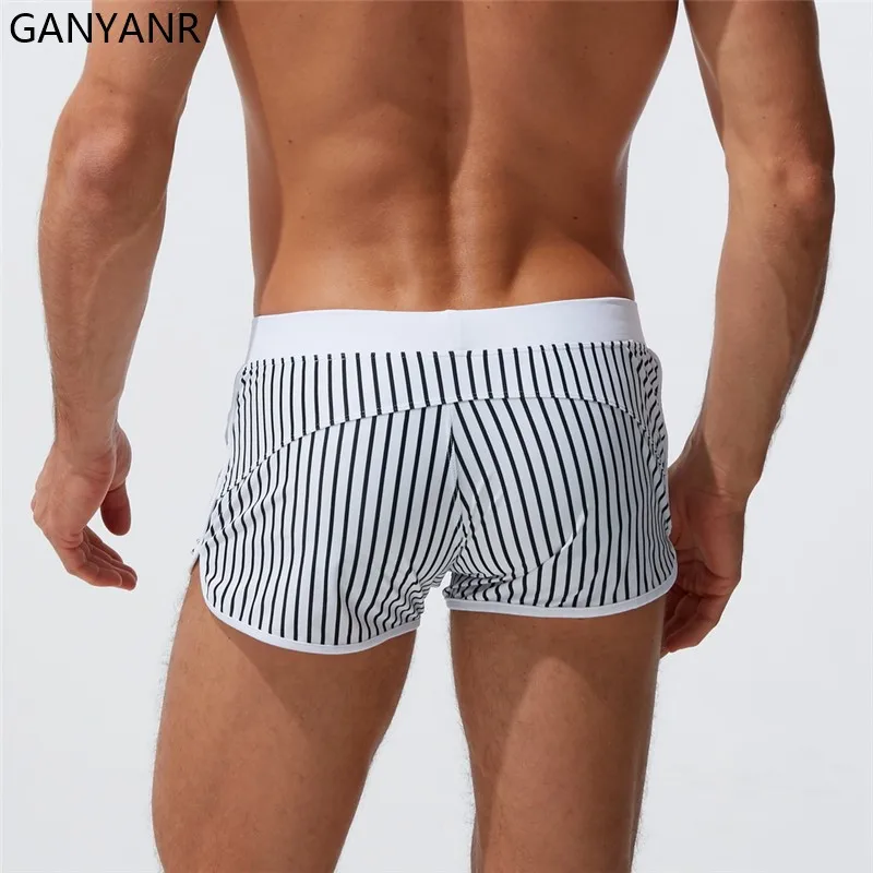 GANYANR Swimming Trunk Swimwear Men Swim Swimsuit Brief Bathing Suit Gay Sexy quick dry beach shorts boardshorts surf wear boxer