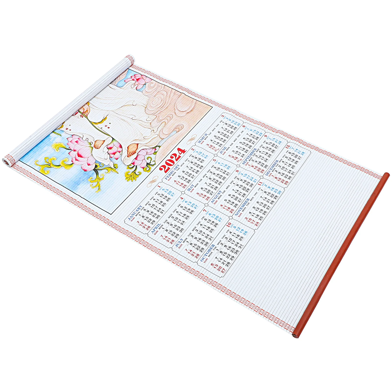 Calendrier mural chinois portable délicat, calendrier du Nouvel An 2024,  calendrier traditionnel pour le bureau, mur paysager - AliExpress