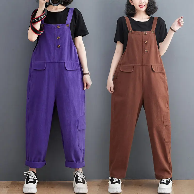 

Женский свободный комбинезон в стиле ретро, повседневный комбинезон на бретельках без рукавов с широкими штанинами, модель Z586 на весну и лето, 2023