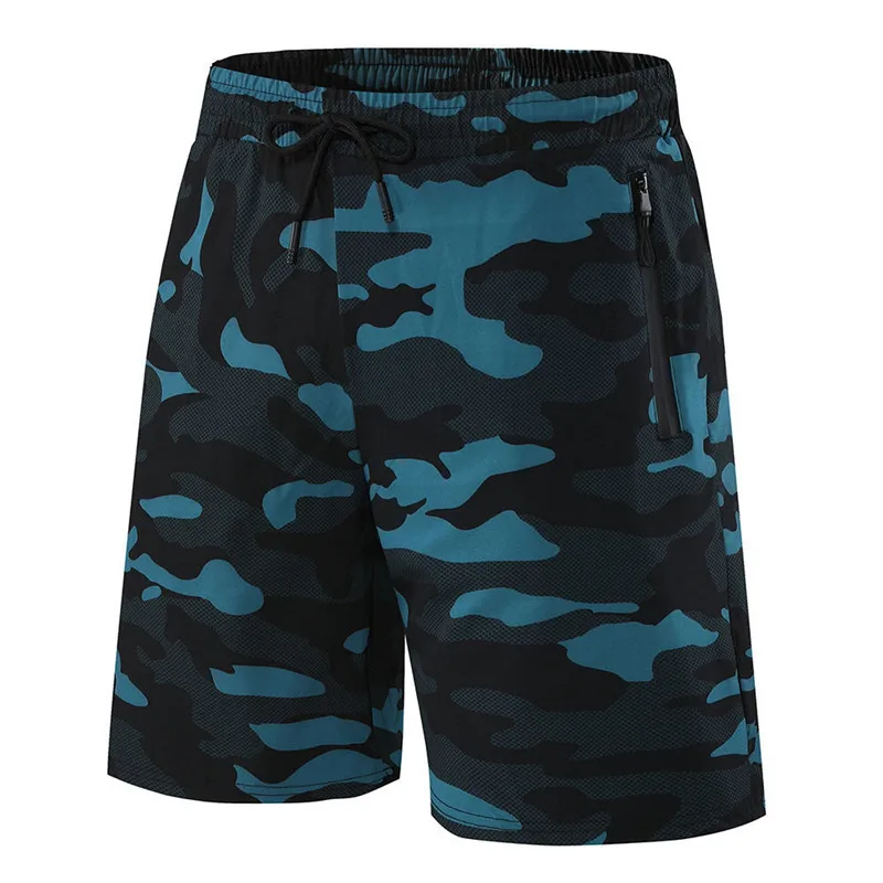 Summer Men's Camouflage Shorts Quick Drying Outdoor Running Fitness Training Sports Shorts Male Elastic Waist Casual Knee Length