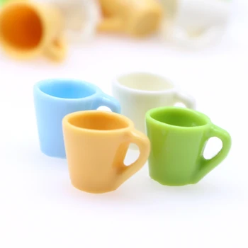 5Pcs/Bag Dollhouse Mini Colorful Resin Coffee Cup Mugs Tea Cup Miniature Simulated Home Kitchen Dining Table Furniture Model Dec