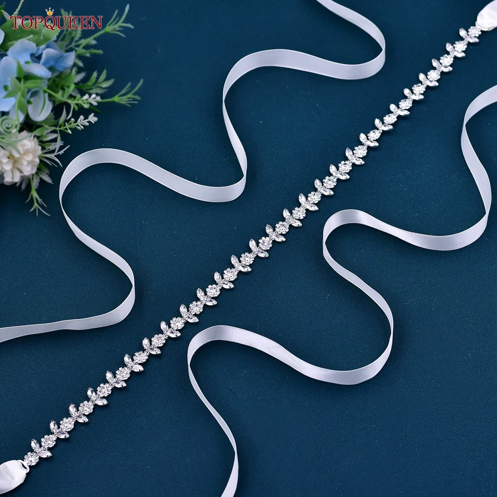 TOPQUEEN S440 Thin Bridal Belt Wedding Belt for Bride Dress