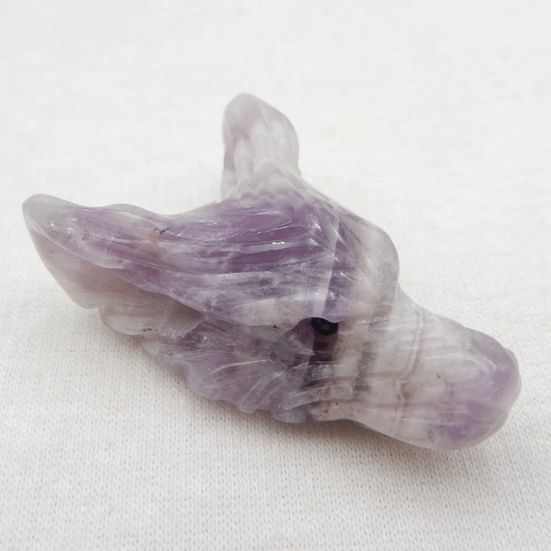 

Natural Carved Amethyst Wolf Head Pendant Bead 43x30x15mm18g