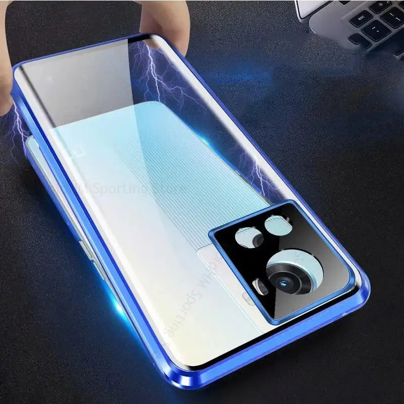 For OnePlus Ace 5G Magnetic Adsorption Tempered Glass Phone Case For One Plus 10 Pro 360 Double-Sided Film Protector Flip Cover