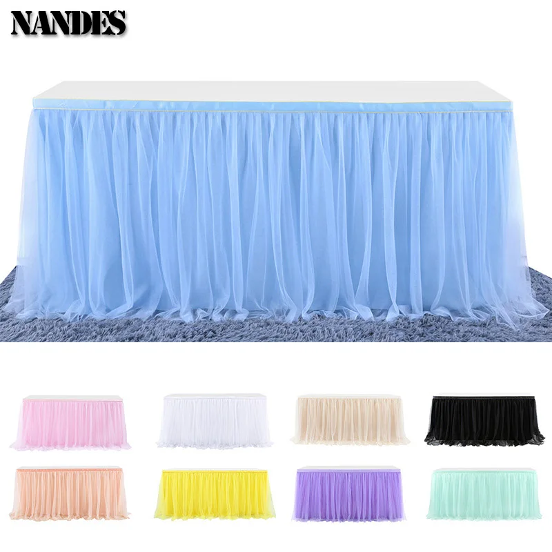 4/6ft Tulle Table Skirt for Wedding Wedding Party Birthday Table Skirting Baby Shower Gender Reveal Dessert Party Home Decor