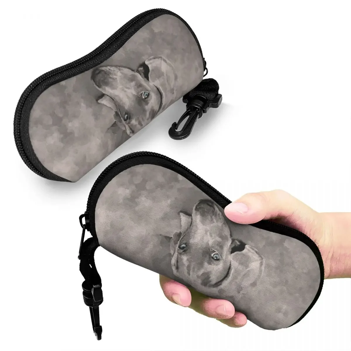 Weimaraner Dog Mixed Media Shell Glasses Case Protector Sunglasses Box Women Men Soft Eyeglasses Bag Pouch