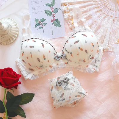 Japanese Kawaii Girl Bras Set Sweet Pink White Strawberry Cute Lace  Underwear Bra And Panty Plus Size 70 75 80 85 90 A B C D Cup - Bra & Brief  Sets - AliExpress