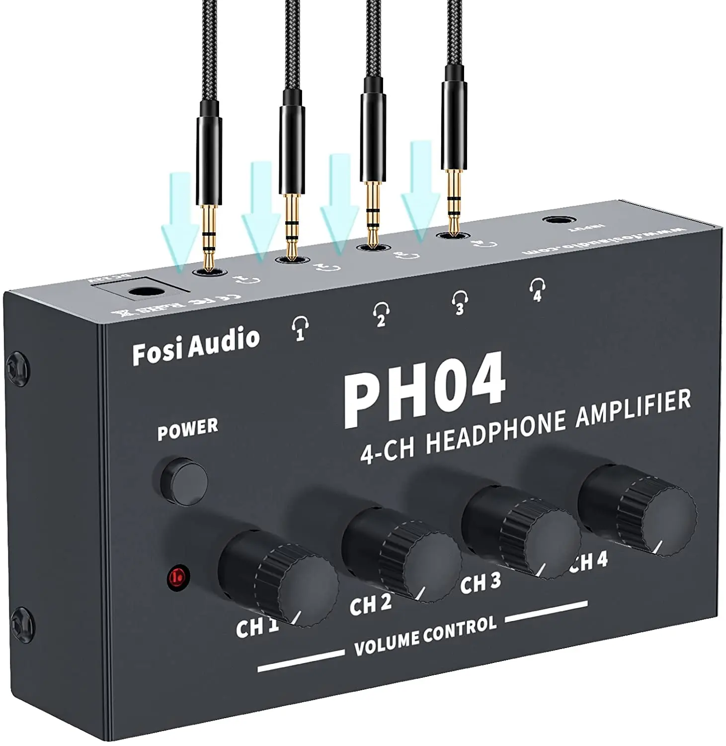 Fosi Audio PH04 4 channel headphone amplifier with power adapter