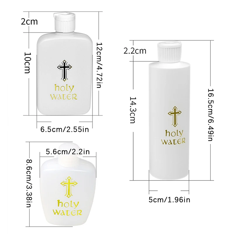 2/3Pcs 60/100/250ml Jesus Cross Pattern Holy Water Bottle Portable Prime Church Holy Water Bottle Baptismal Pray