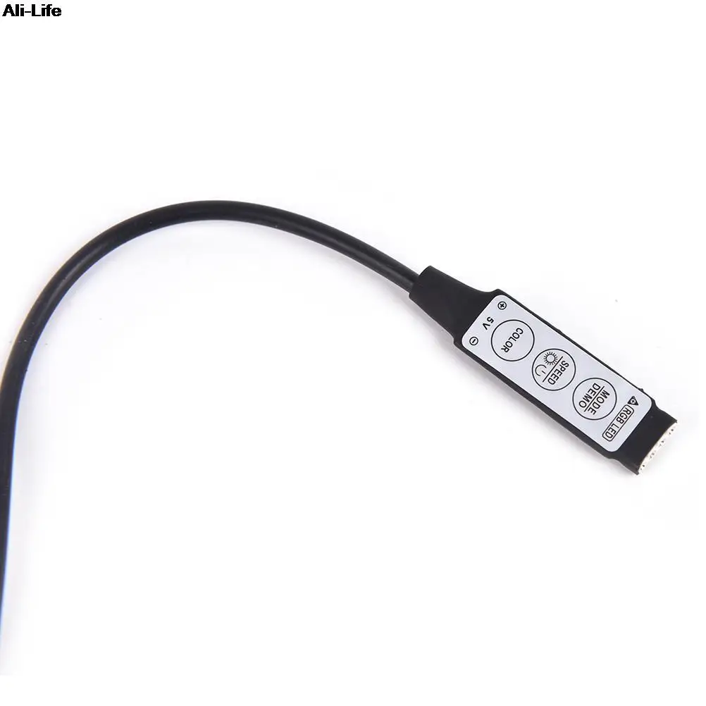 Create Idea Lot De 3 Contrôleurs De Bande LED USB 5 V 3 Touches 4 Broches Utilisés Pour Bande LED RVB 5 V Câble D'interrupteur Pour Bande Lumineuse LED Noir 51 Cm