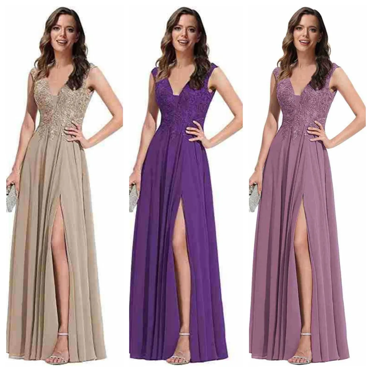 

QNZL-135#Bridesmaid Dress Slit Long Purple Coffee Champagne Wedding Toast suit Bride Marriage Free Shipping Wholesale Plus Size