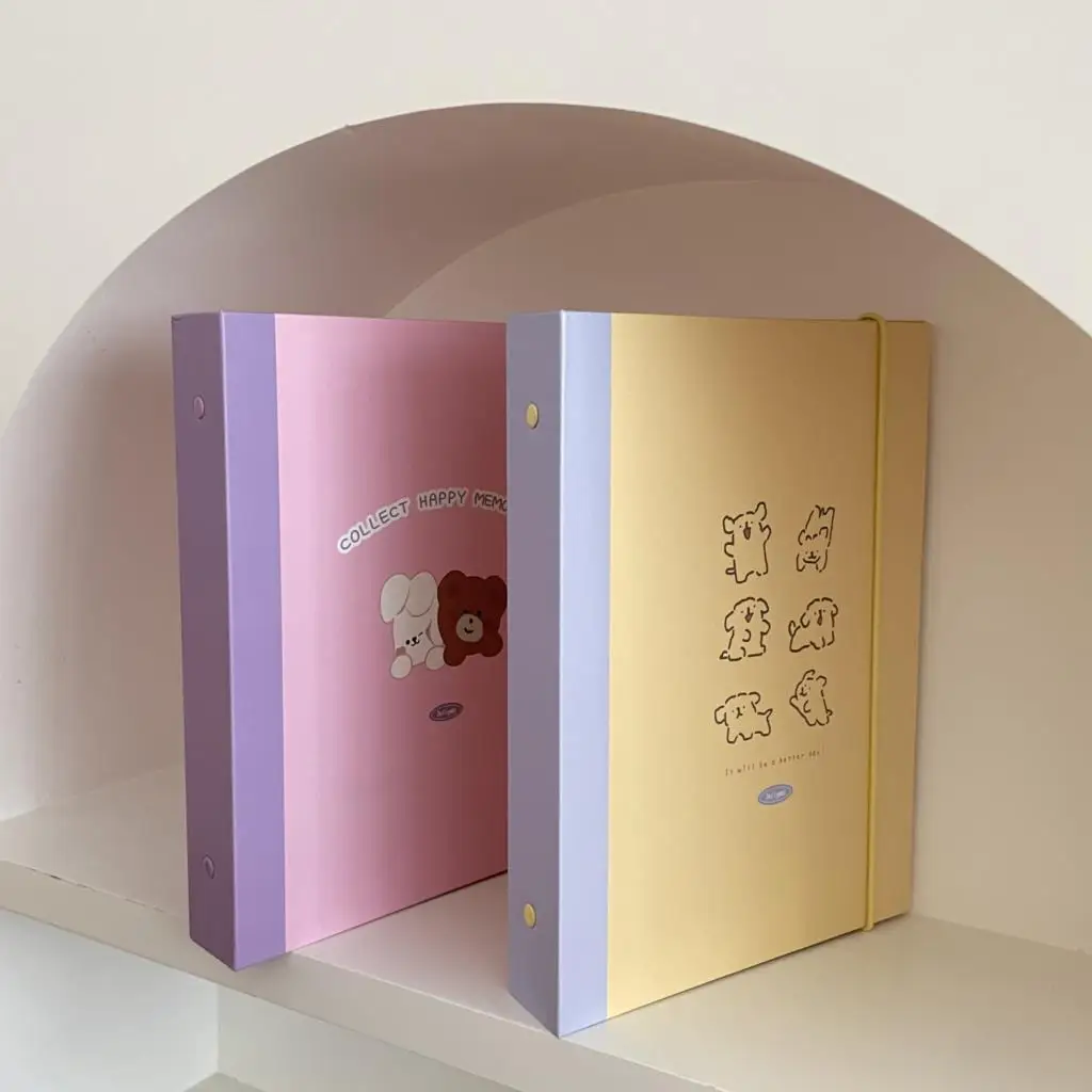 SKYSONIC 2025 New A5 Binder Collect Book 25mm Ring Cover Puppy Bear Diary Journal Refills Bandage Postcards Sticker Organizer 5