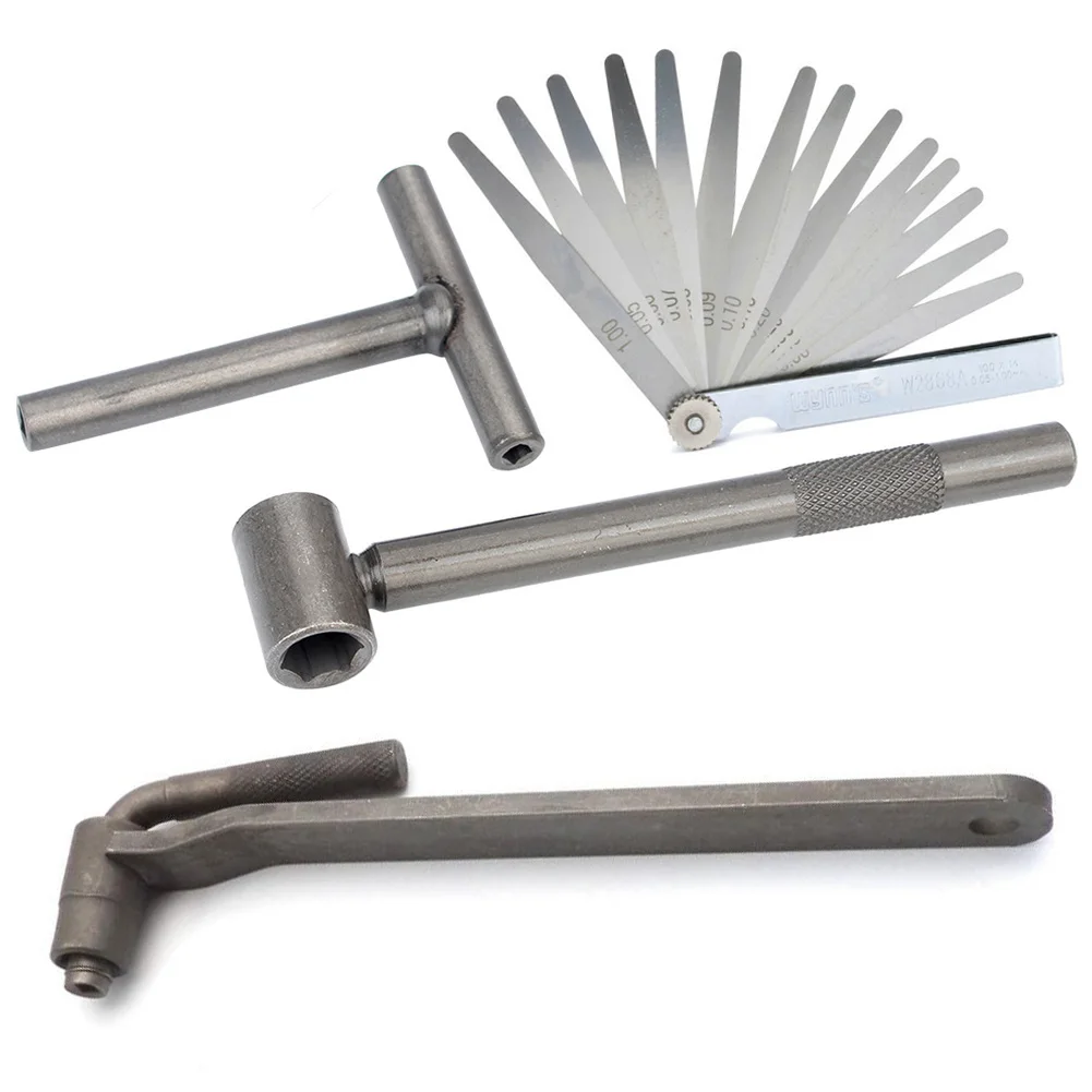오토바이 엔진 밸브 조정 도구, 사각형 육각 소켓, T 스패너 밸브 나사 렌치, 8mm, 9mm, 10mm 필러 게이지 0.02-1mm 