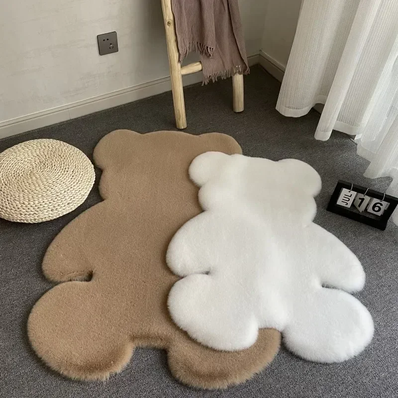 Cute Children Room's Rugs Rabbit Bear Bedroom Furry Floor Mat Kawaii Washable Thermal Carpet For Baby Entrance Kids Door Mats floor mat