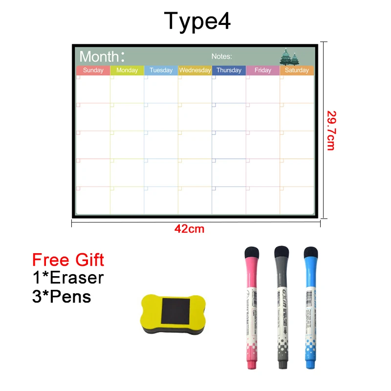 A3 Dry Erase Magnetic Monthly Weekly Planner Calendar Markers Fridge Whiteboard Erasable Magnet Daily Memo Refrigerator Sticker magnetic calendar,dry erase whiteboard,magnetic whiteboard,magnetic dry erase board