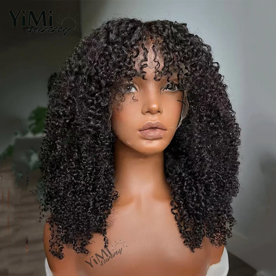 Afro Curl Lace Frontal Human Hair Wigs For Women Virgin Mongolian 4A 4B Kinky Curl Lace Closure Pre-Plucked Wholesale Yimisunny 4