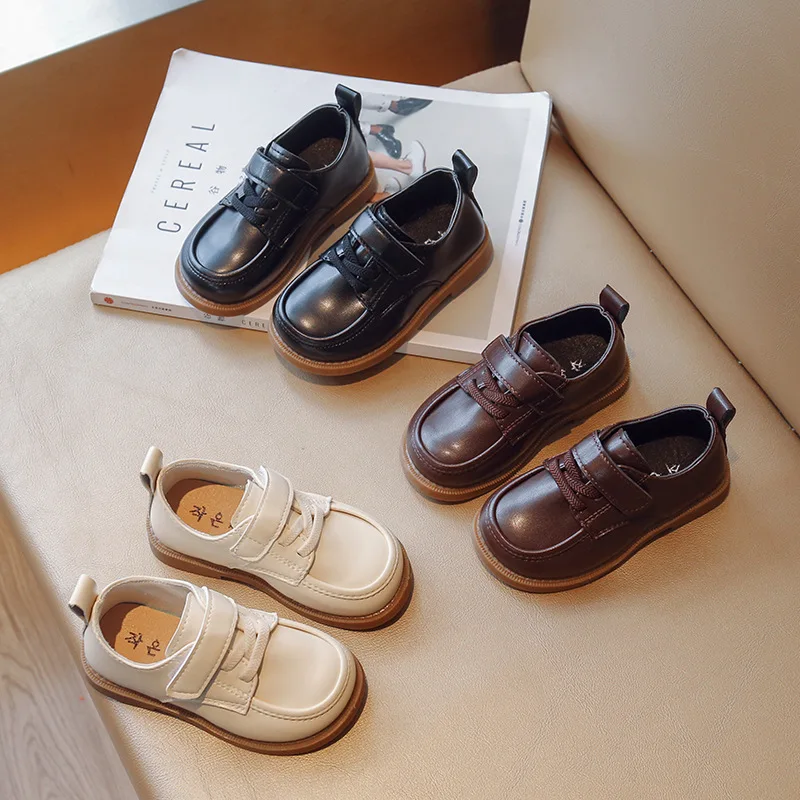 

2024Spring and Autumn New Children's Leather Shoes Baby Fashion Toddler Shoes Boys Soft Sole Single Shoes Solid Color Casual Sho