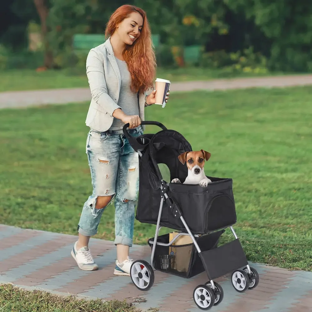 4 Wheeler Stroller with Foldable Pet Carrier 5