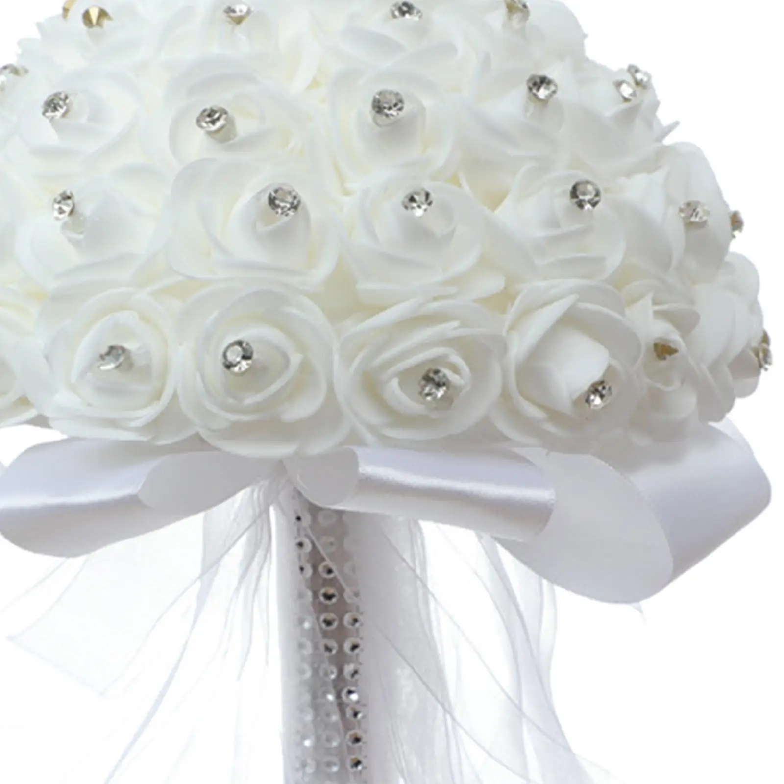 Wedding Bouquets for Bride Bridesmaid White Artificial Roses Flowers Wedding Decoration for Valentine Confession Party