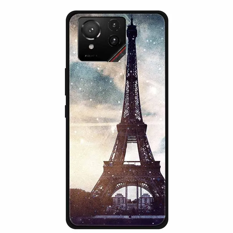 Cartoon Printed Soft Black Silicone Phone Case