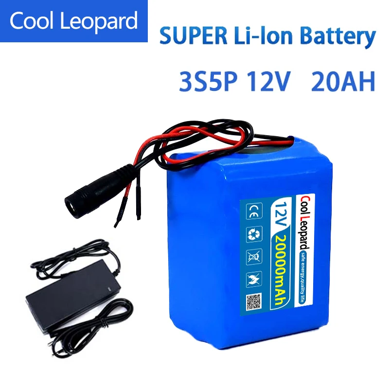 Cooi Leopard 12V 20Ah 3 S5P 18650 Li-Ion Scooter Battery Pack Alimentazione Di Emergenza Backup Power Bank Caricabatterie 12.6V