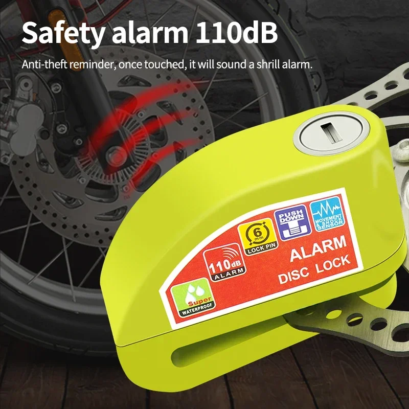 Motorcycle Disc Lock Motorcycle Bicycle Lock Alarm Security Protection Padlock Disc Aluminum Alloy Anti-theft Waterproof Accessories
