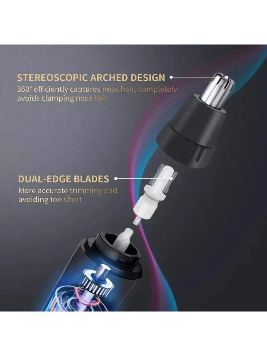 Hair Trimmer Electric Nose And Ear With Stainless Steel Doubled Winged Blade Painless Portable Battery-Operated