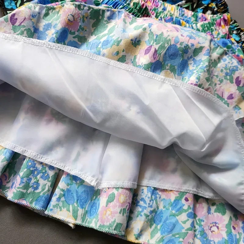 3-16Y Kids Flower Print Skirts Spring Summer Girls Cotton Floral Pleated Skirts Baby Girls Elastic High Waist Mini Skirt Clothes
