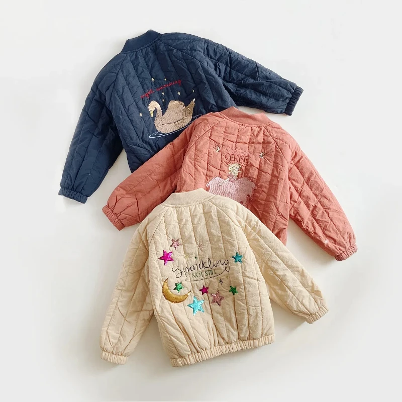 Children's Jacket Autumn/Winter KS New Nordic Style Cartoon Warm Flight Jacket for Boys and Girls Winter Add fluff