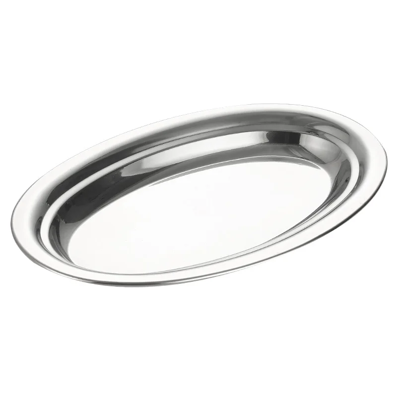

Stainless Steel Plate, Oval Steaming Fish Dishes, Metal Serving Platter for Kitchen Restaurant Vermicelli Roll Plate