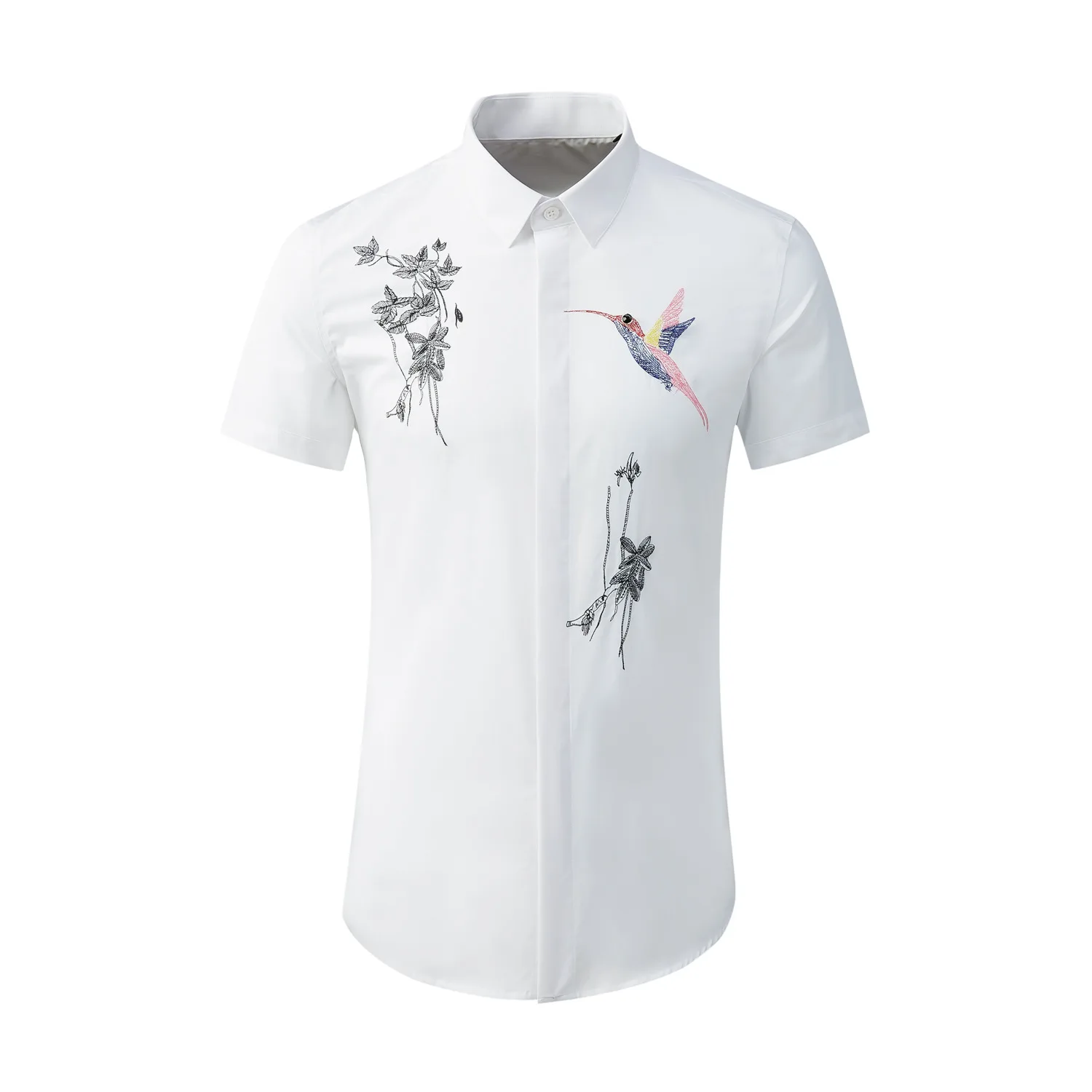

High Quality Luxury Jewelry Men'S New Style Summer Embroidered Khaki Short Sleeve Shirt Casual Button Sleeve Shirt For Men
