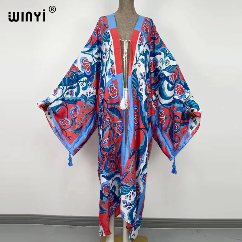 

Женский кардиган Среднего Востока WINYI, Свободное длинное платье, коктейльное платье Бохо макси, праздничное платье в африканском стиле с рукавами «летучая мышь», весеннее платье