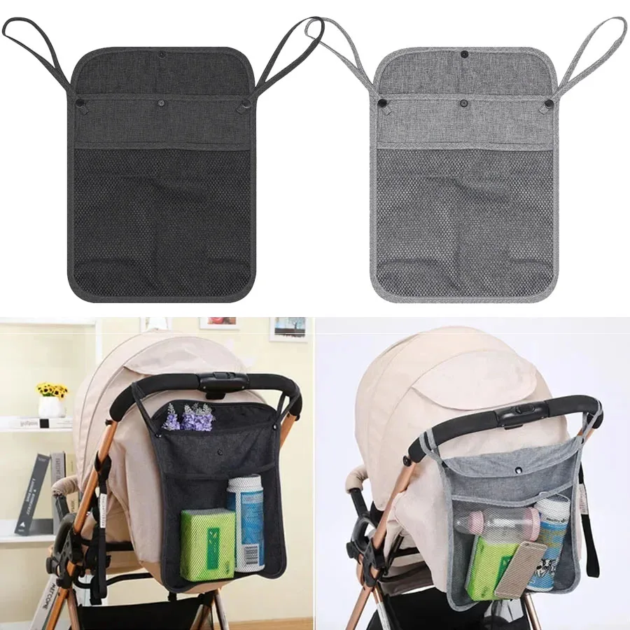 Baby Stroller Storage Bag Baby Cart Outdoor Portable Hanging Bag Large Capacity Double Pockets Mommy Organizers Mesh Bags 1