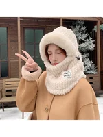 Women's Winter Hat with Fce Thi Outdoor Cycling Scarf Inteated Face Mask Windproof Warm Ear Protection Korean Sle