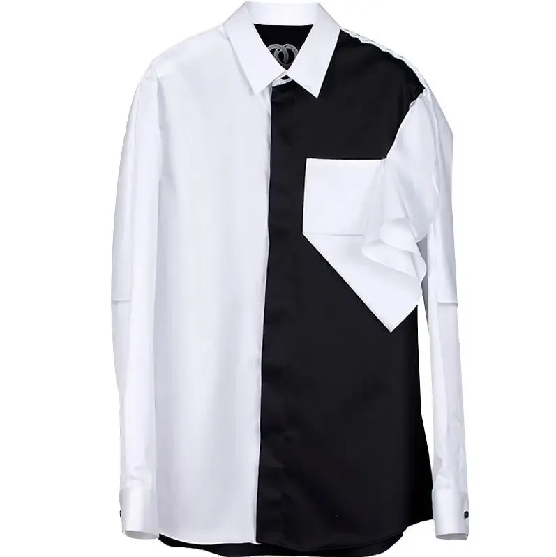 

S-6XL 2024 New Women And Men's Clothing Hair Stylist Original Designer's Black and White Shirt Plus Size Costumes