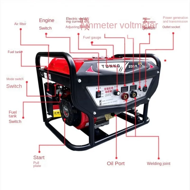 Variable Frequency Gasoline Welding And Power Generation Dual-purpose Machine 200A, Adjustable Welding Current, AC 3000W