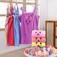 Children's Cute Cartoon Bath Towel Does Not Remove Hair Coral Velvet Absorbent Sling Home Bath Skirt Swimming Bath Towel 2