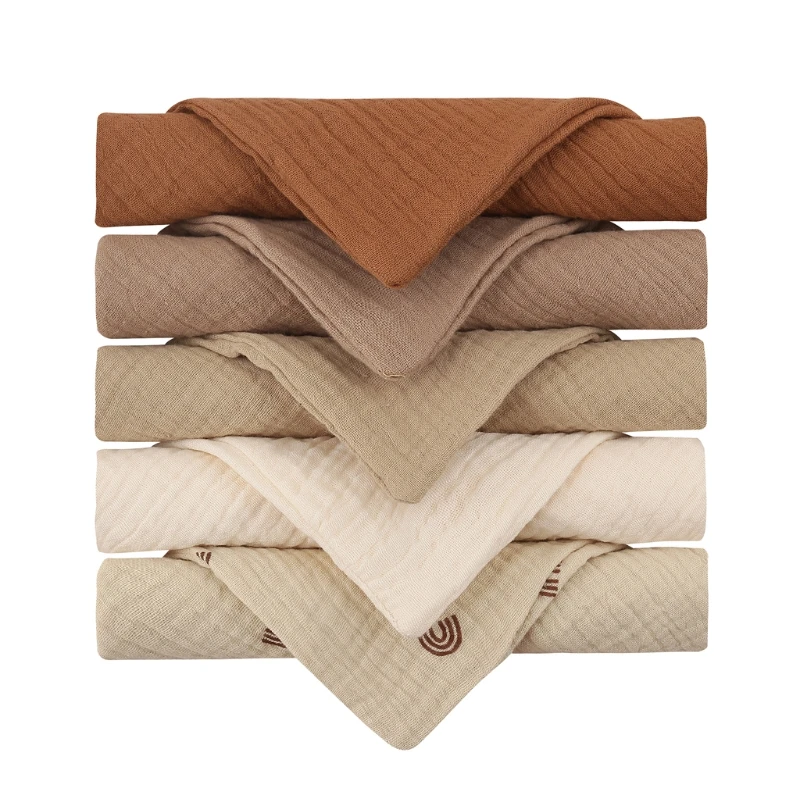 5 Pcs Towel Baby Face cloth Baby Bath Towel Handkerchief Cotton Burp Cloth Soft Absorbent Gauze Kindergarten Washcloth