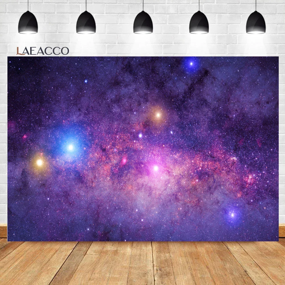 Laeacco Baby Birthday Photozone Universe Space Planets Glitters Earth Little Astronaut Newborn Backdrops Photography Backgrounds