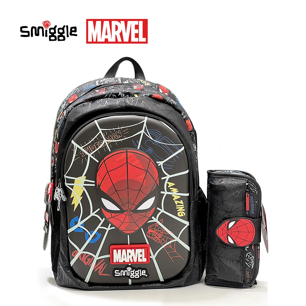 

Детская школьная сумка MINISO Marvel, рюкзак для мальчиков, диагональ 16 дюймов, водонепроницаемая Студенческая сумка для обеда, милая женская сумка-карандаш