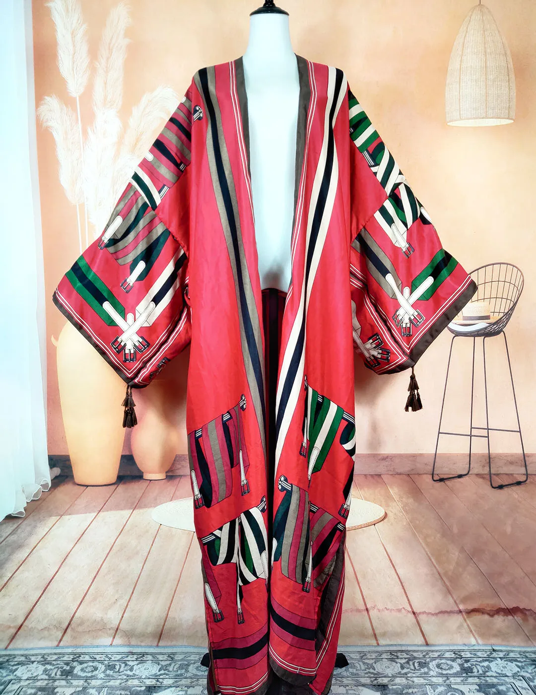 African Summer 2023 New Boho Cotton Women Beach Open Front Manica Lunga Duster Coat Oversize Amercian Swimwear Kimono