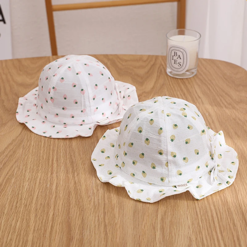 Cappello da sole in cotone per neonata Cappello da sole estivo da spiaggia all'aperto Cappello da secchiello morbido e traspirante per bambini Cappellino Panama Princess Flower_voghion.com
