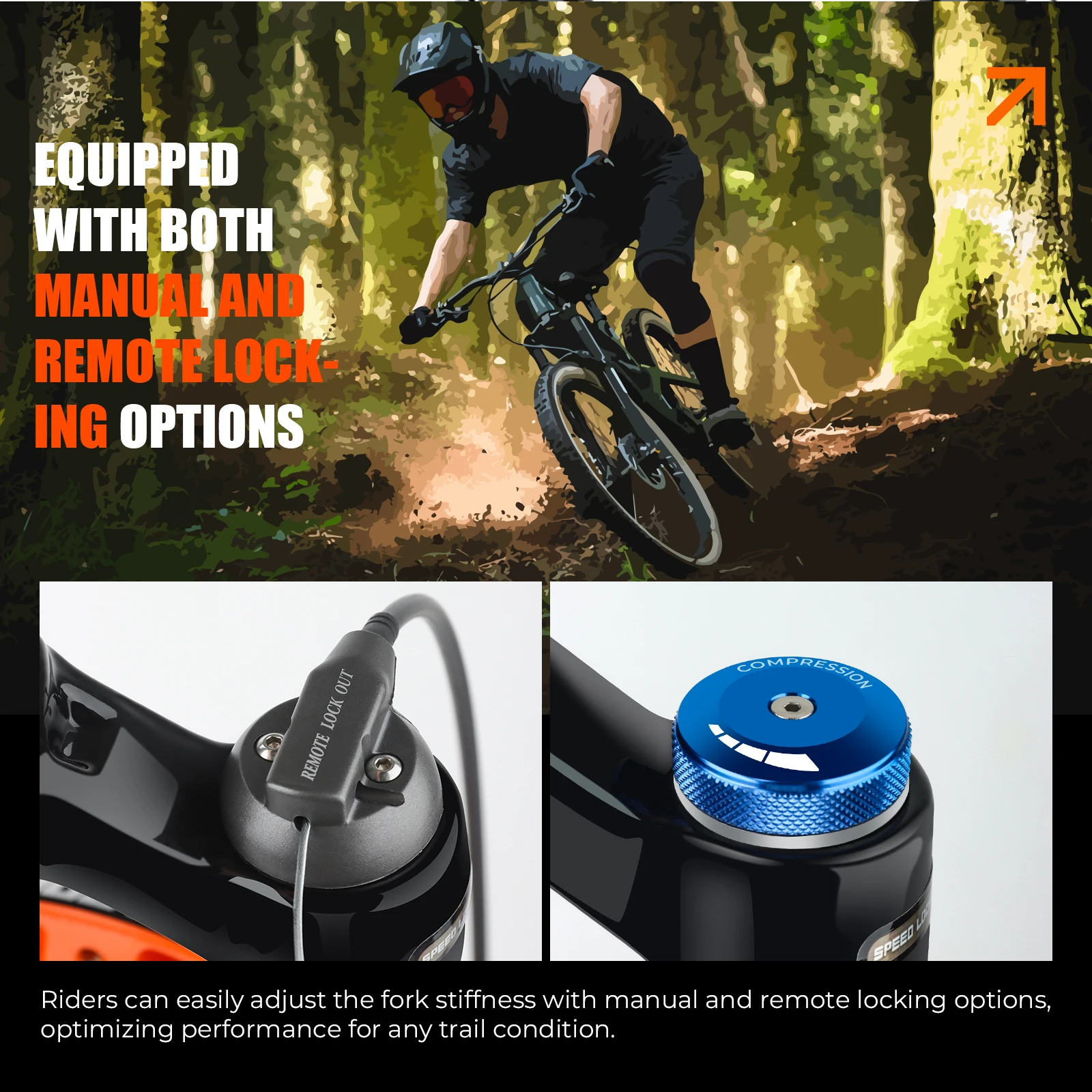 Fourche Suspension VTT Viaron Racing - 27,5 Pouces - Jungle Overlord - Noir/argent/rouge - Neuf