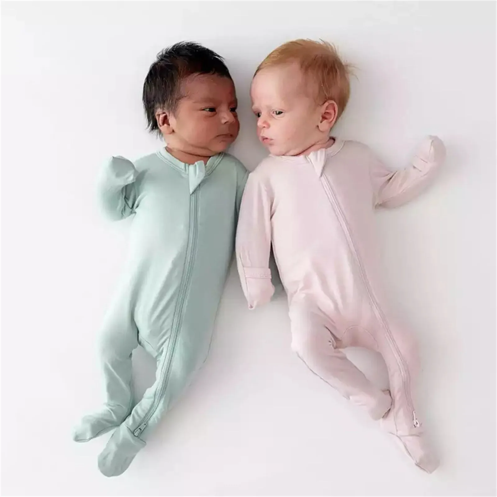 

Baby Romper Bamboo Fiber Baby Boy Girl Clothes Newborn Zipper Footies Jumpsuit Solid Long-Sleeve Baby Clothing 0-24M