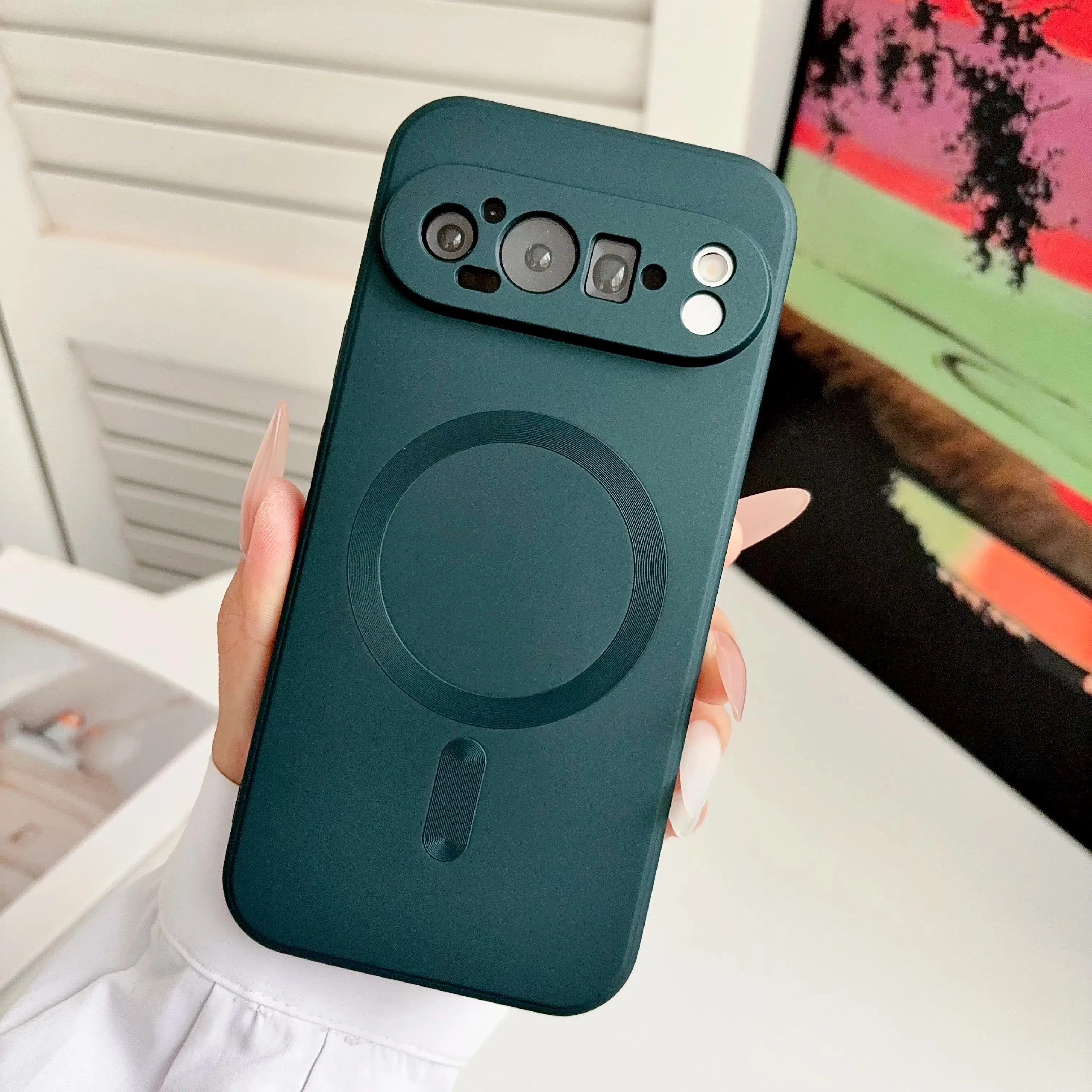 Luxury Metallic Paint Magnetic Wireless Charging Case with Lens Protection - Soft TPU Cover