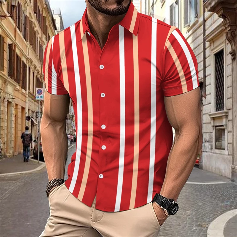 

2024 men's shirt Hawaiian shirt short-sleeved striped daily shopping casual clothing loose fit xs-6xl comfortable fabric