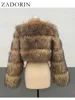 ZADORIN High Quality Cropped Faux Raccoon Fur Coat Women Winter Fashion O Neck Long Sleeve Fluffy Short Faux Fur Jacket Crop Top 5