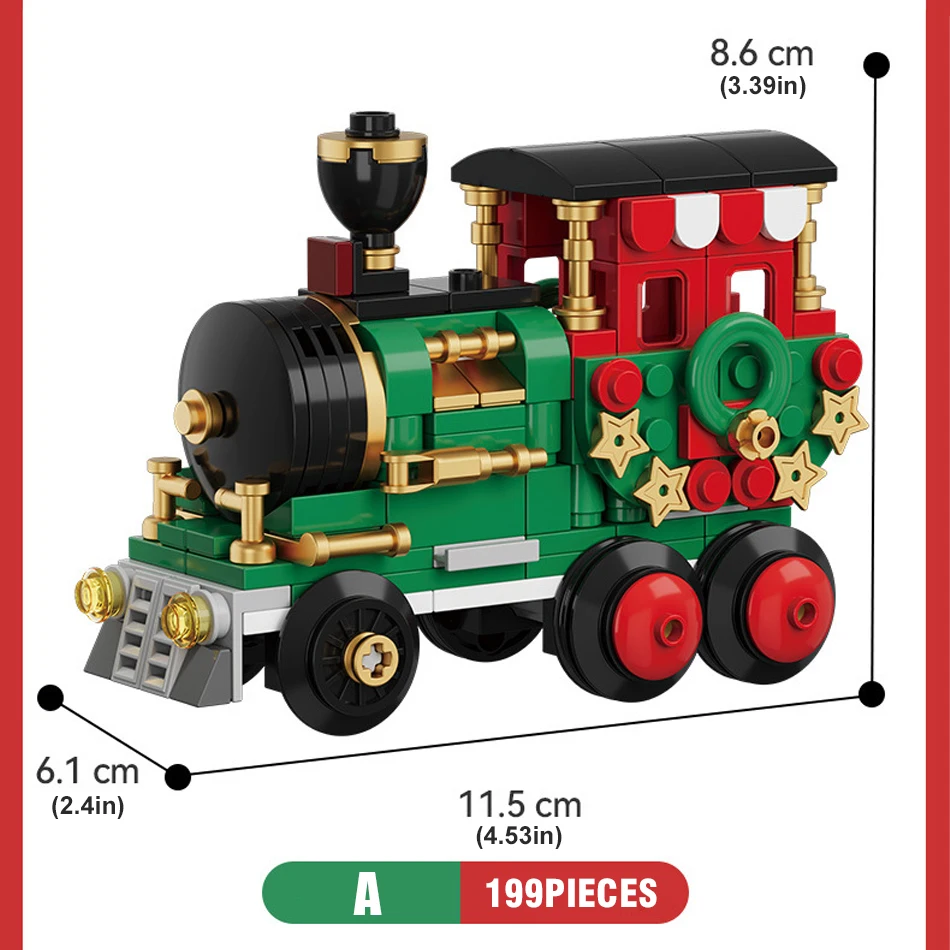 Plastic Christmas Train Building Blocks Toy for Kids